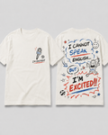 'I cannot speak English but I'm excited!' short sleeve tee - hand drawn design